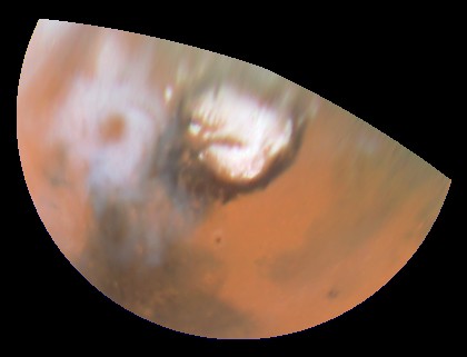 view of the Martian north polar region