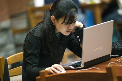 student on computer