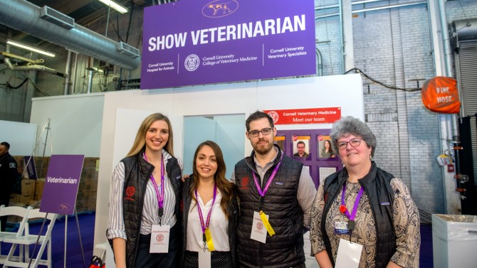 Students and clinicians at the veterinary booth during the Westminster Kennel Club Dog Show