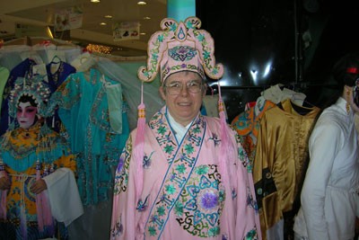 Professor Susan Ashdown models traditional Chinese garments
