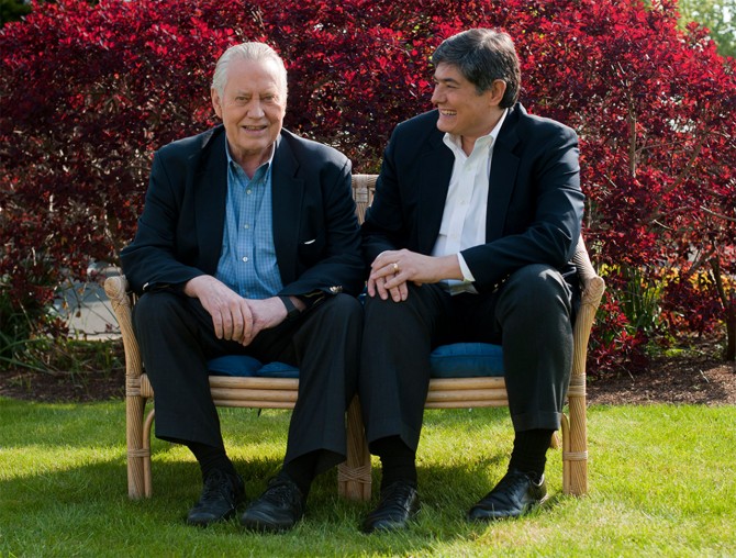 Charles F. Feeney ’56, left, founder of The Atlantic Philanthropies, and Christopher G. Oechsli, Atlantic’s president and CEO.
