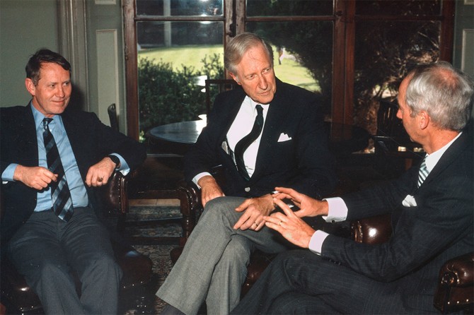 Chuck Feeney, President Frank H.T. Rhodes and Ed Walsh