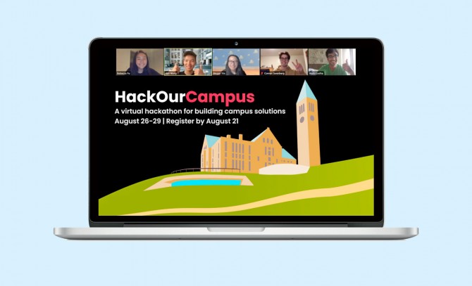 Organizers of HackOurCampus during a meeting on Zoom.