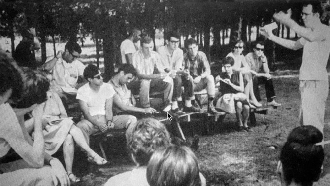 Cornell students gather at a park in Fayette County, Tennessee