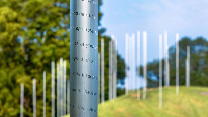 Poles at Columbus art installation