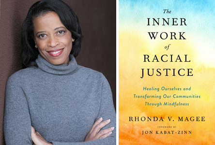Rhonda Magee and book cover for The Inner Work of Racial Justice