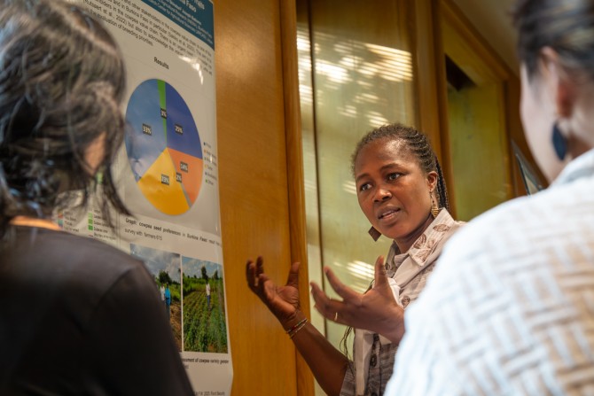 image of a woman speaking about research