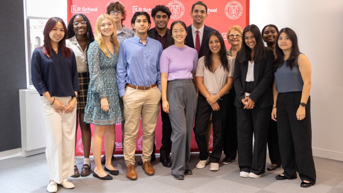 The 2023 NYC ILR High Roads Fellow cohort, pictured with ILR Director Esta Bigler (second from right in back row).