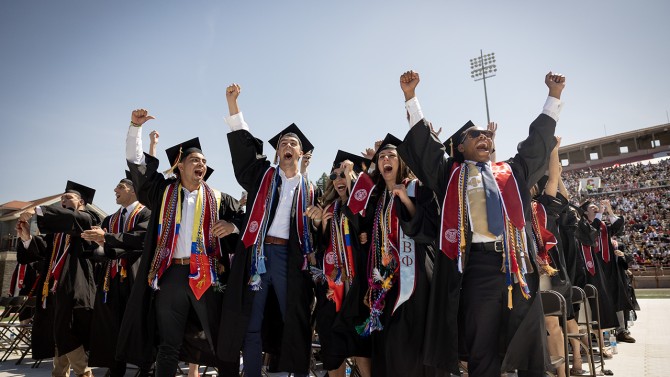 Graduates cheering