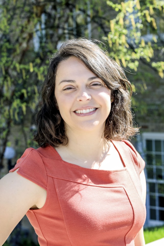 Woman with short dark hair