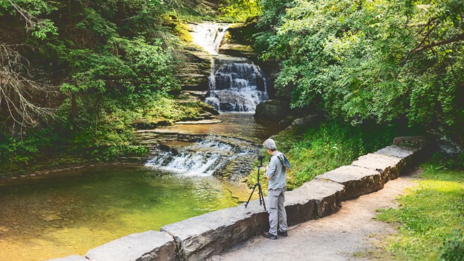 Photographing the landscape in Robert Treman State Park.