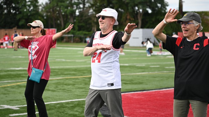 Cornell University Interim President Michael Kotlikoff attends the 11:15 a.m. Zumba session