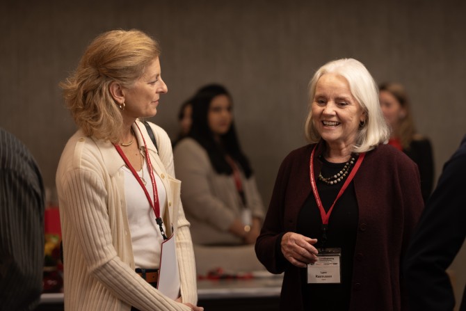 two women in conversation