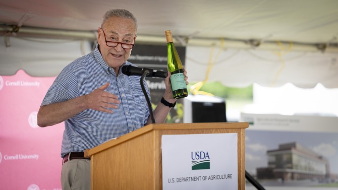 U.S. Senate Majority Leader Charles Schumer delivers remarks at the groundbreaking