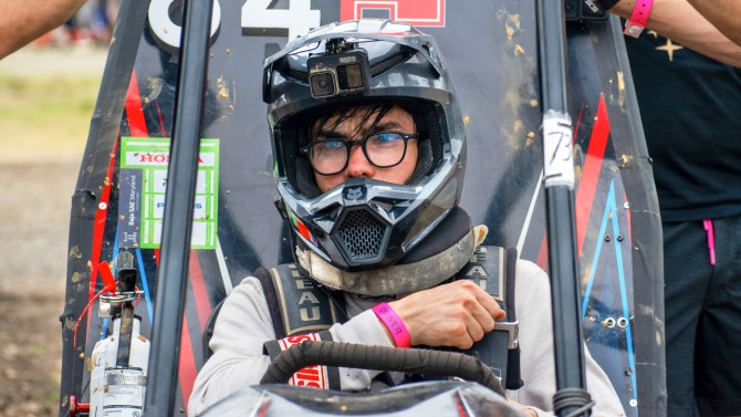 Driver Silas Wilson ’25 at the Maryland competition in June 2025. The team took first place overall.