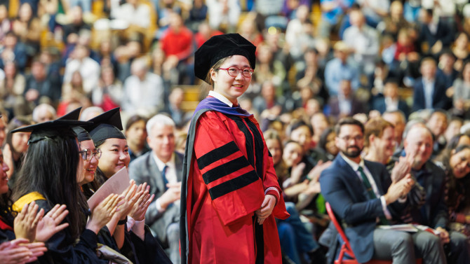 The crowd cheered for a single doctoral candidate who was granted her degree from the Cornell Law School.