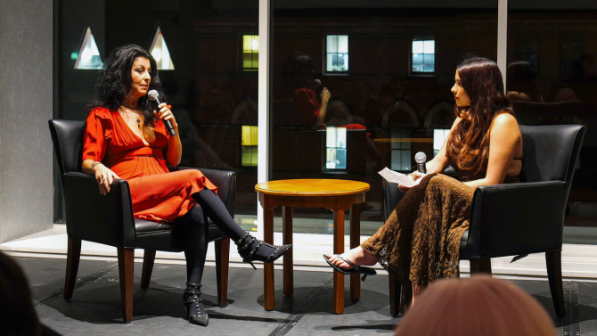 Valerie Leon, former president of the Americas at Givenchy, is interviewed by Natasha Manji ’28, secretary for CFIN. 