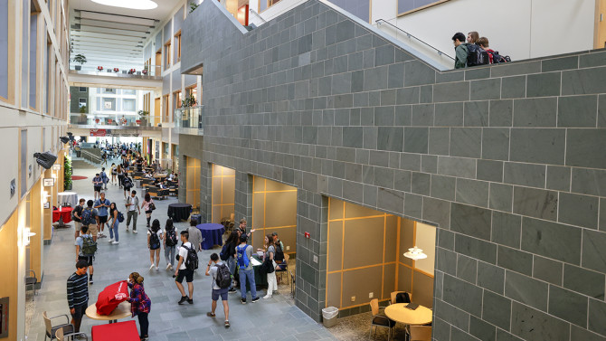 Students walk through Duffield Hall in 2022.