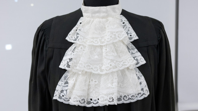 One theme of the exhibit will be “The Politics of Lace,” and its ascension from accessory to a feature often worn by Ginsburg.