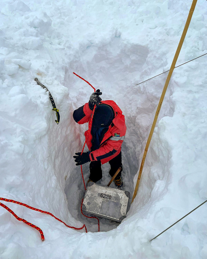 Diego Quiros, Ph.D. '17, conducted research on the Fimbul Ice Shelf in Antarctica in February.