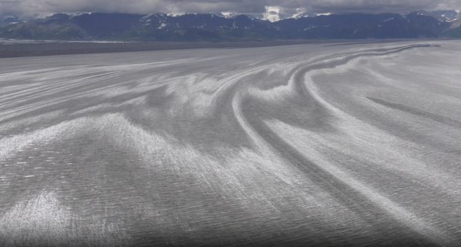 aerial view of ice sheet