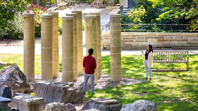 On campus in 2023, architecture and engineering teams collaborated to build and study “TerraFirma,” an installation of nine rammed-earth columns. The project demonstrated the architectural potential of soil often treated as a waste material in construction activities.