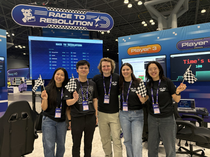 Desai Wang and her colleagues at Datadog attend an annual work conference. 