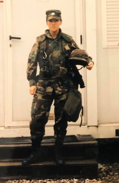 Nina Saeli in uniform in Bosnia