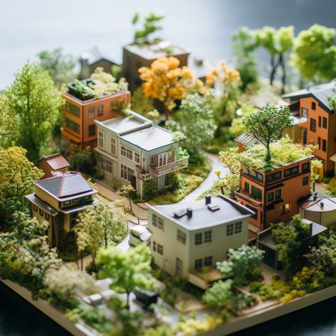 Matthew Sprague, M.L.A. ’26, used Midjourney to create this architectural model of an urban community garden for a class on graphic communication in the College of Agriculture and Life Sciences.