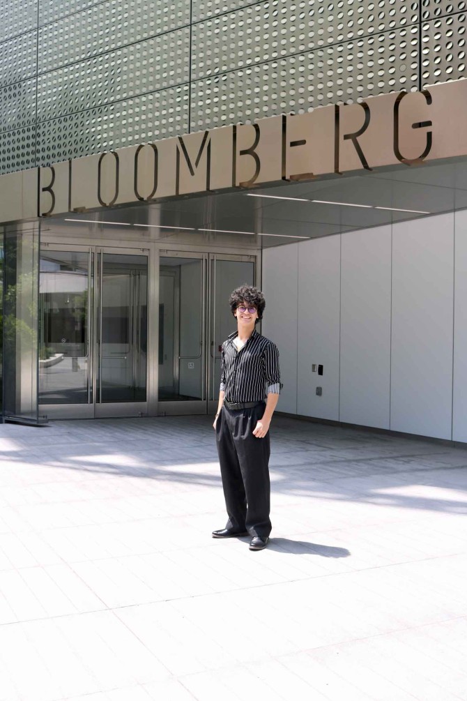 person standing outside Cornell Tech 