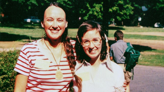 Marylynn Salmon ’74, right, and Mary Beth Norton, the Mary Donlon Alger Professor of American History, reunited at the Berkshire Conference of Women Historians in 1978.