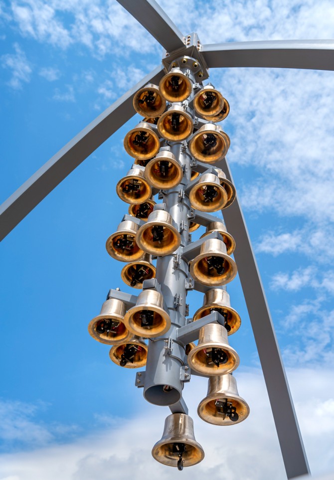 a column of 32 bronze bells