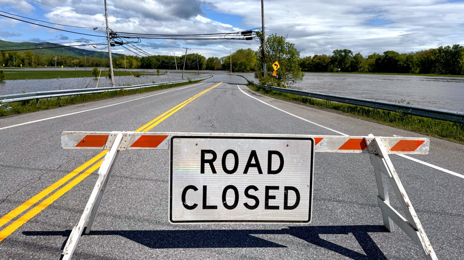In May, a series of storms caused the flooding of roadways in New Paltz, New York.