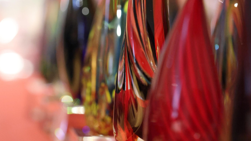 The 2026 Excellence and Impact Awards sit on a table
