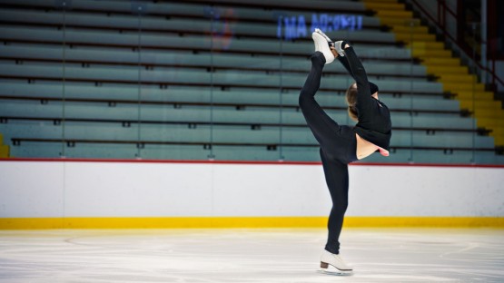 Students take advantage of mid-day open ice time at Lynah Rink.