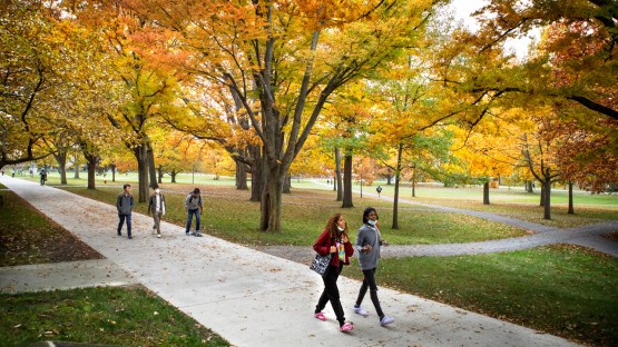 Students cross the Arts Quad.