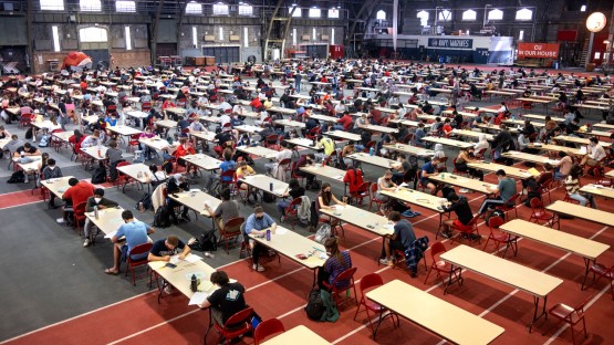 Students take final exams in Barton Hall