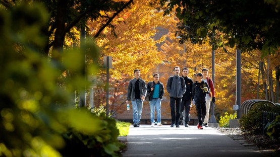 Students head to morning classes near the Space Sciences Building.