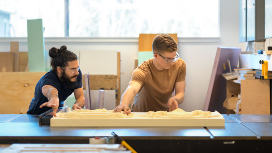 Students work in the Rand Hall workshop