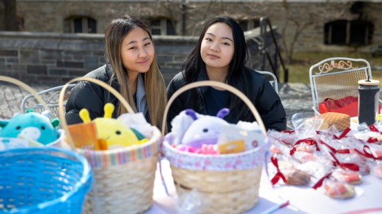 Students with Easter baskets