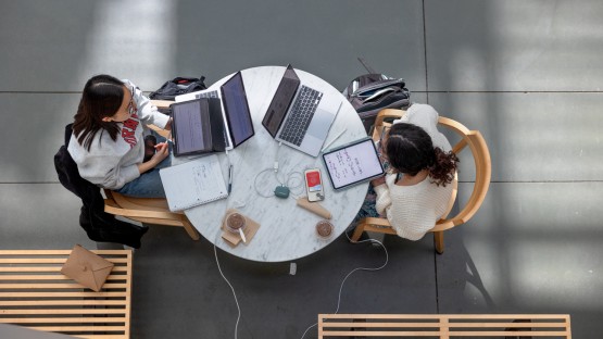 Students work in Klarman Atrium.