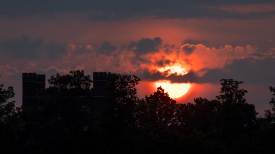 Sunset over Risley Hall.