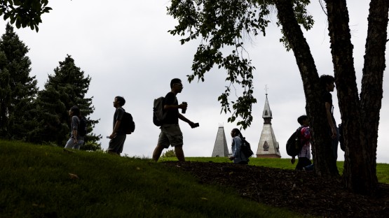 Students walk to classes on the first day of the fall semester.