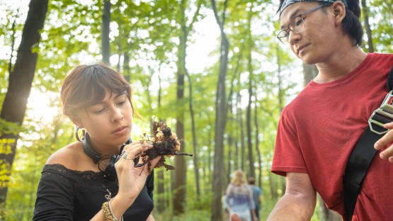 Members of the student group, Fantastic Fungi Fanatics, go on a mushroom hike through Palmer Woods.  