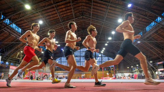 Track practice in Barton Hall.
