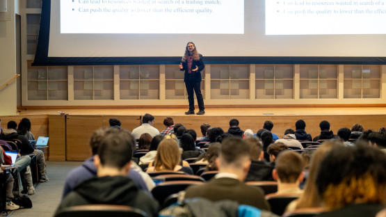 Class in session in Statler Hall.