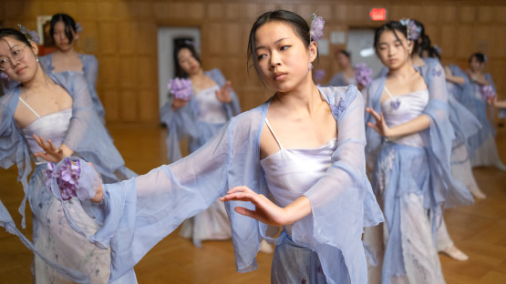 Illuminations dance group rehearses in Willard Straight Hall.