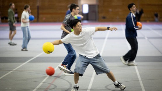 ROTC cadets play dodgeball in Barton Hall