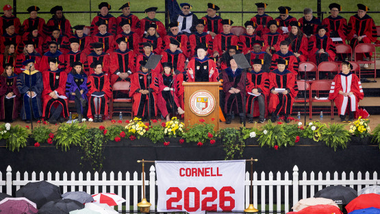 President Kotlikoff addressing the graduates. 