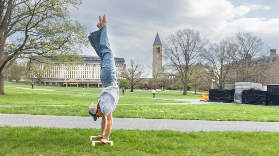 Cornell Slackers student group holds Slackfest on the Arts Quad.